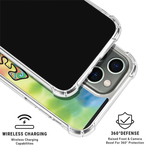 Liquid Blue Tie Dye Peace & Love iPhone 16 Pro Clear Case